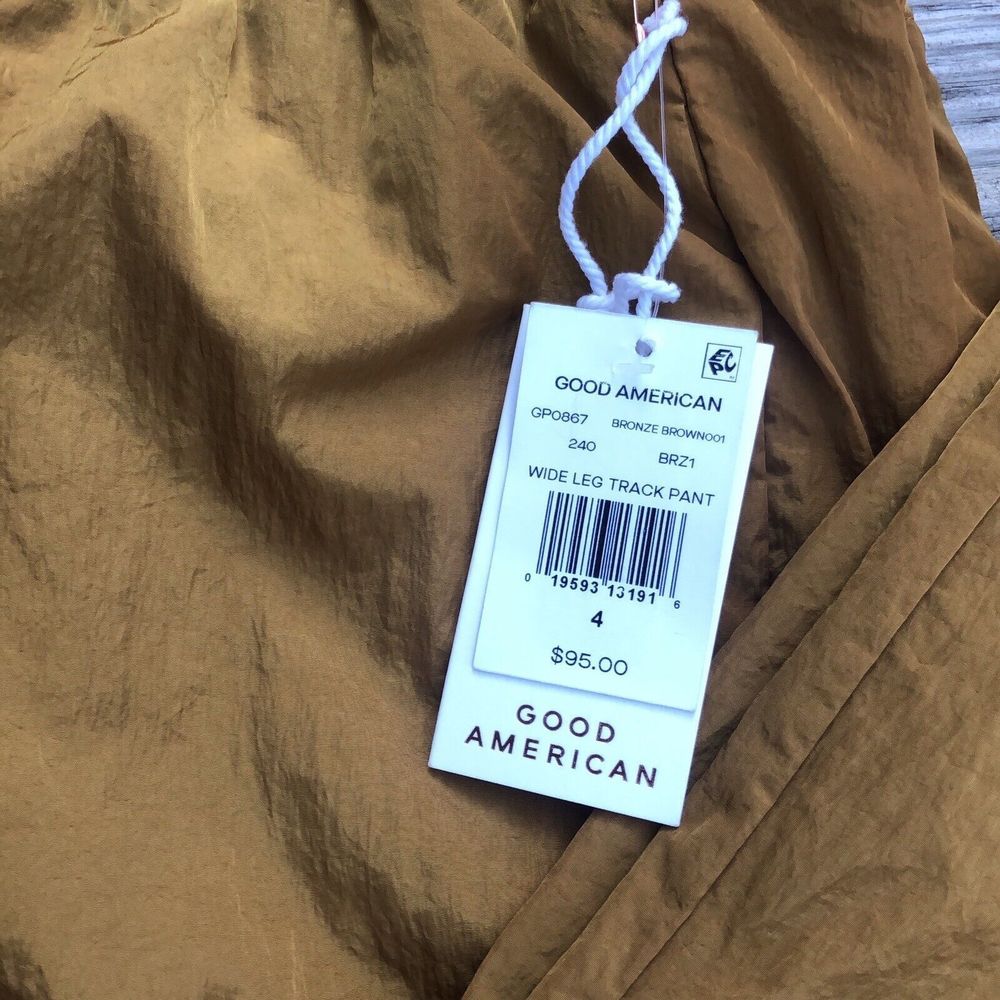 Good American Bronze Brown Essential Wide Leg Track Pants Women’s Sz 4 (XL) NEW - Picture 5 of 8